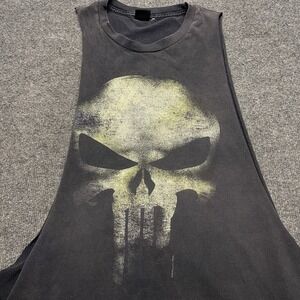 2004 Marvel Mad Engine The Punisher Cut Off Muscle T-shirt 2XL Skull Military
